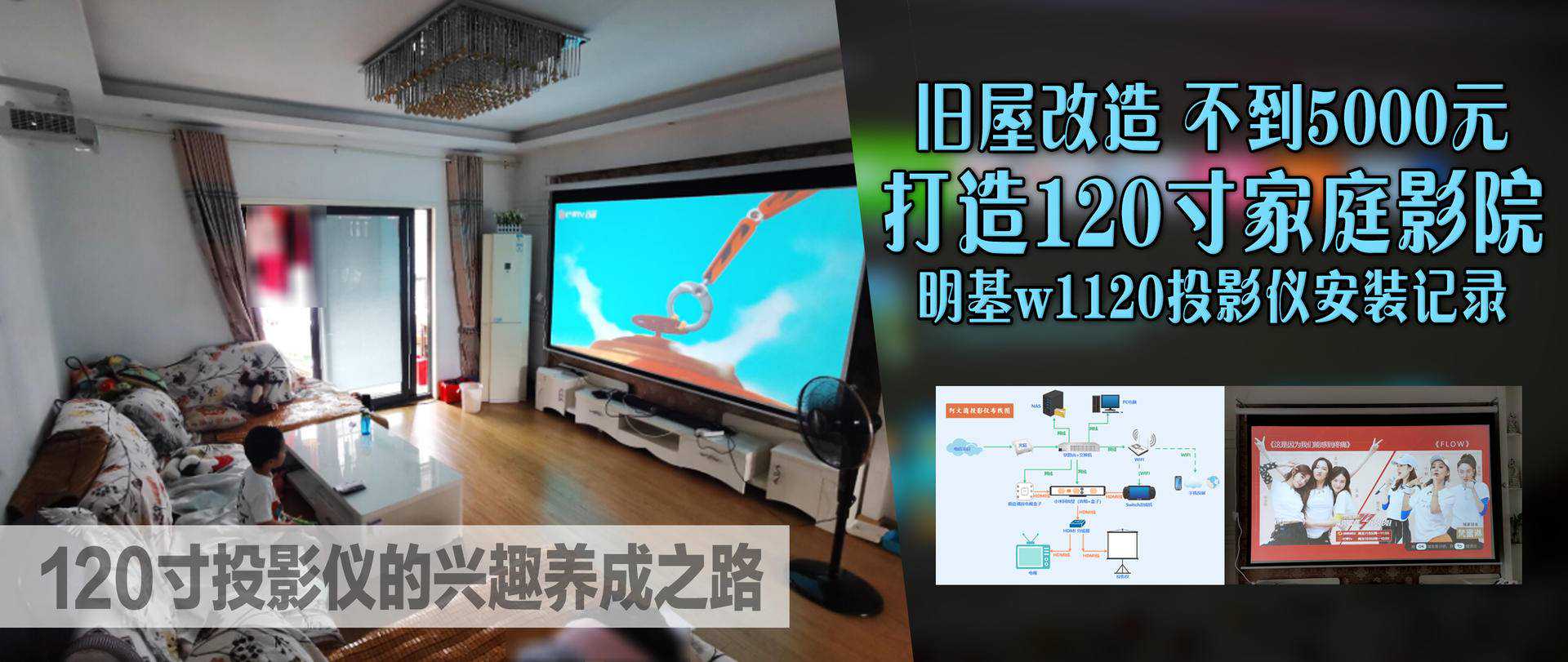 旧屋改造，不到5000元，打造120寸家庭影院